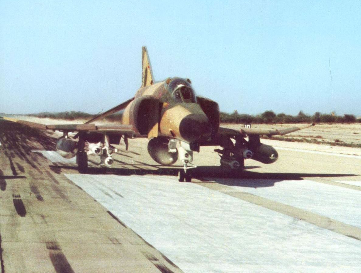 An F-4 Phantom — the witnesses described being followed by what looked to be twin-rotor CH-47 Chinooks; the case turns on what the U.S. military was doing in southeast Texas that night.