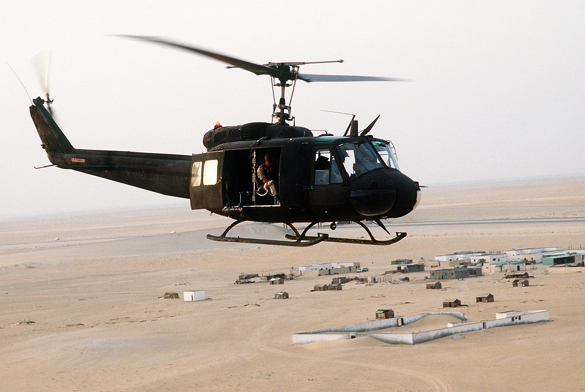 U.S. Army Bell UH-1H Huey in flight, the type Capt. Coyne's reserve crew was flying near Mansfield (DoD photo)