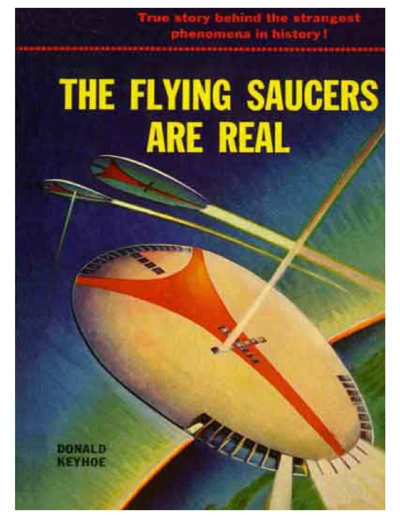 Cover of Donald Keyhoe's 1950 book, The Flying Saucers Are Real.