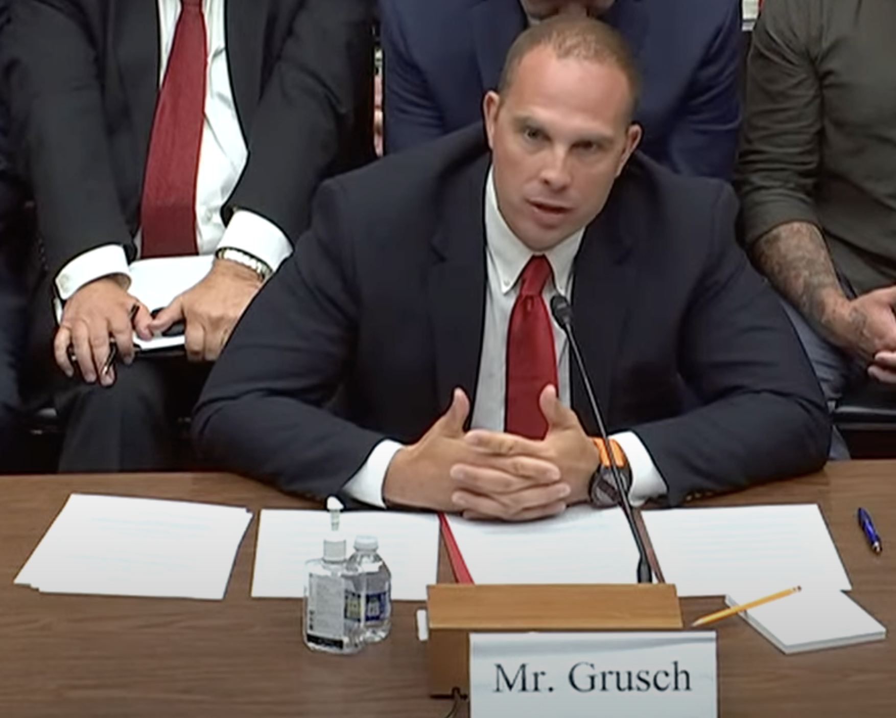 David Grusch testifying before the US House Subcommittee on National Security, 26 July 2023.