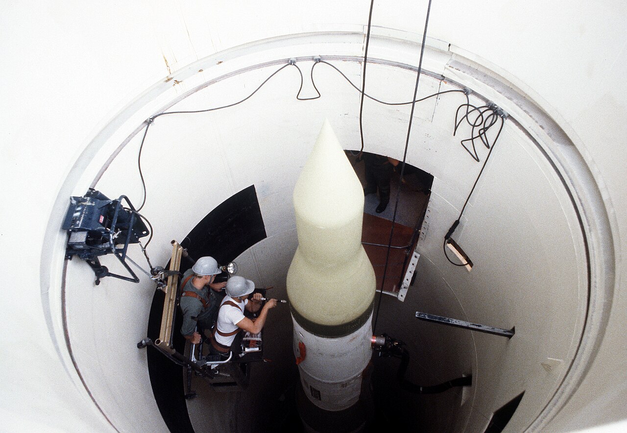 A Minuteman II missile in its silo — the deterrent the Echo Flight launch officers said was disabled while a glowing red object hovered above their site.