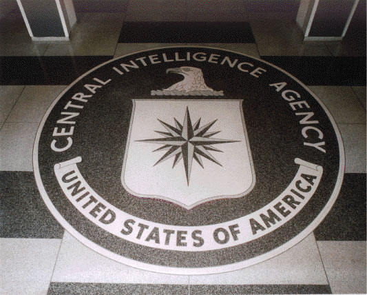 The 16-foot granite CIA seal in the lobby of the Old Headquarters Building, Langley.