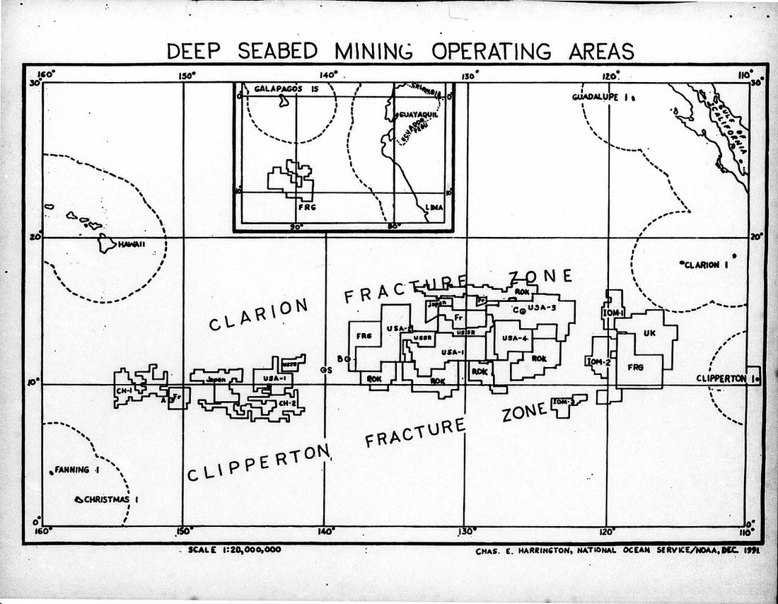 Deep seabed mining contract areas within the CCZ.