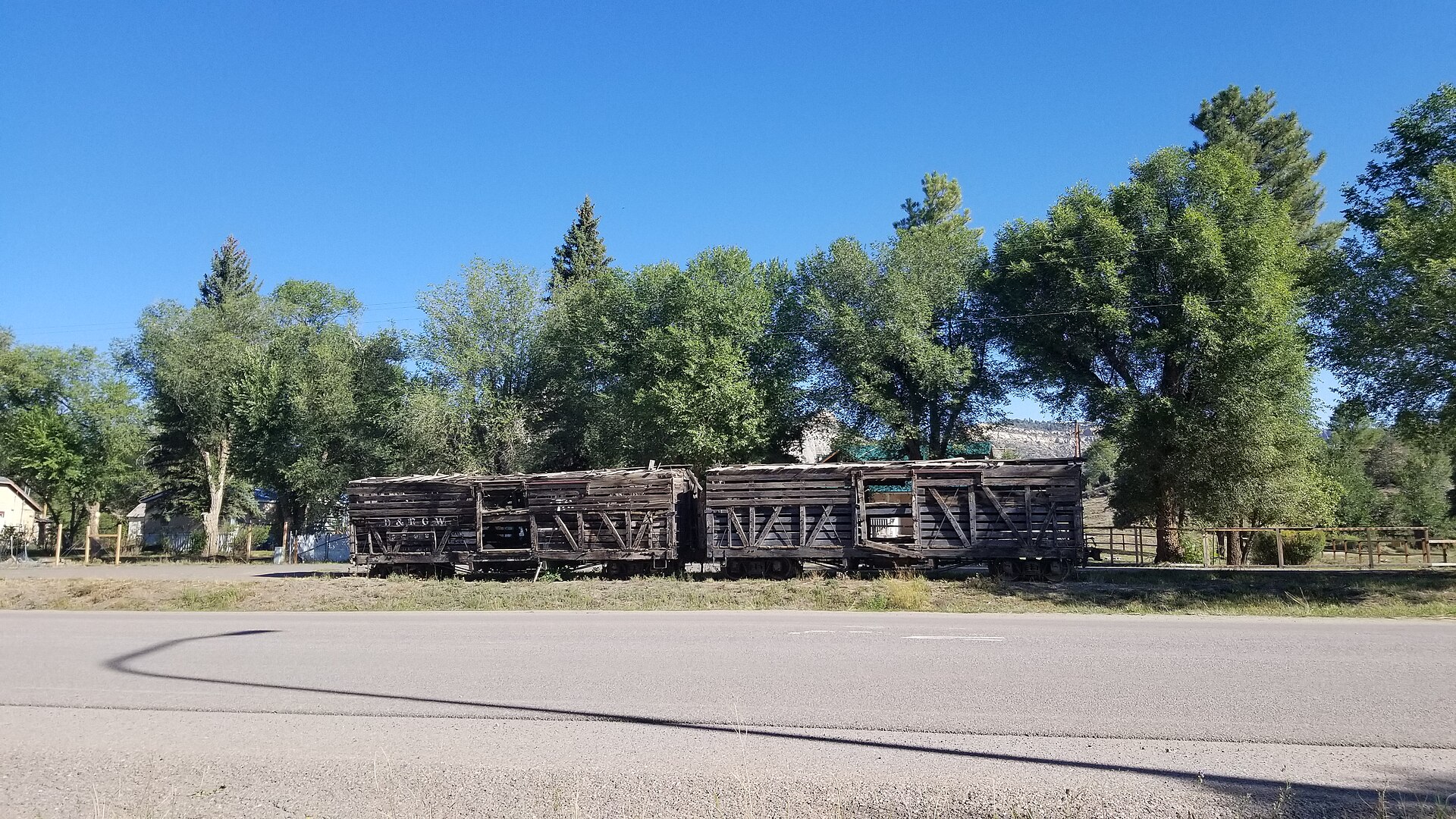Old D&RGW boxcars at Dulce. The narrow-gauge San Juan Extension passed through here until 1968; Bennewitz believed cargo was being moved underground through what was actually an abandoned railhead.