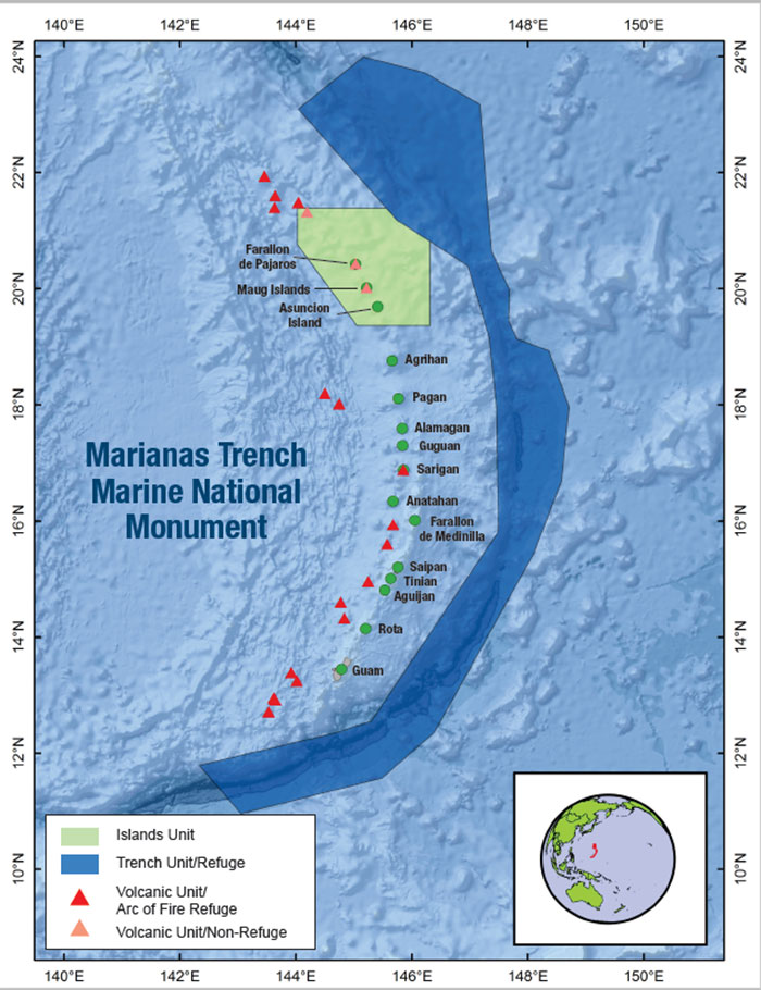 NOAA chart of the Marianas Trench Marine National Monument.