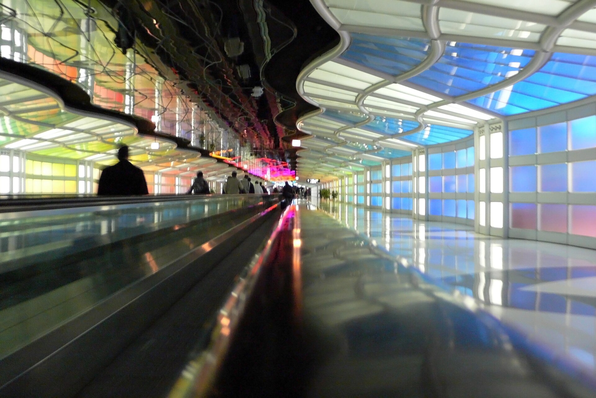 Terminal One at O'Hare — United's main hub. No photograph of the 2006 object was ever submitted; United said its security cameras 'did not capture' the disc despite the gate being one of the most surveilled spaces in the airport.