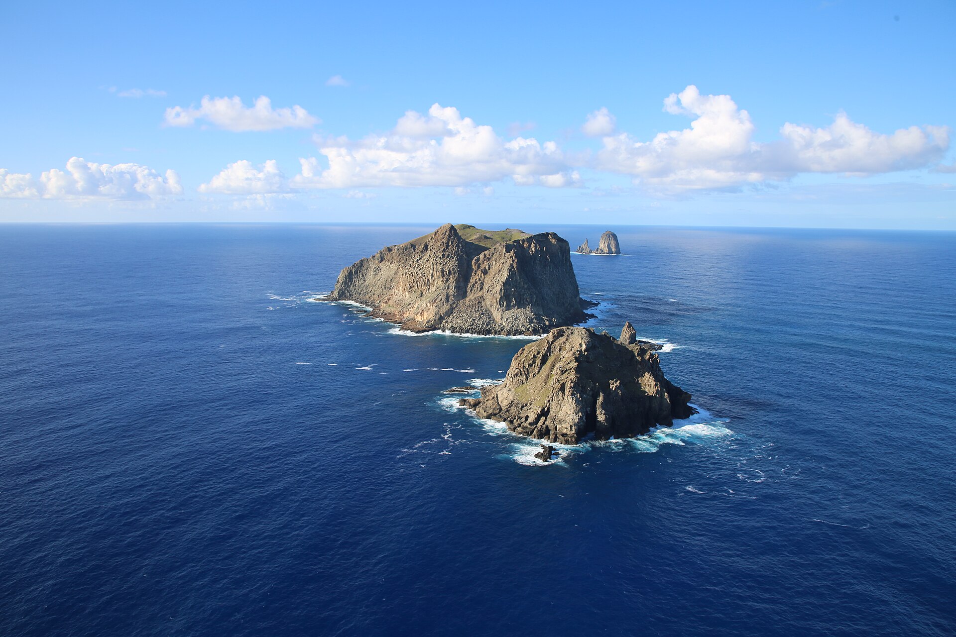 Brazilian Navy photograph of Trindade, 2023. The island is now a permanent Brazilian naval station; the spot where the Almirante Saldanha was moored on January 16, 1958 is still indicated on visitor maps.