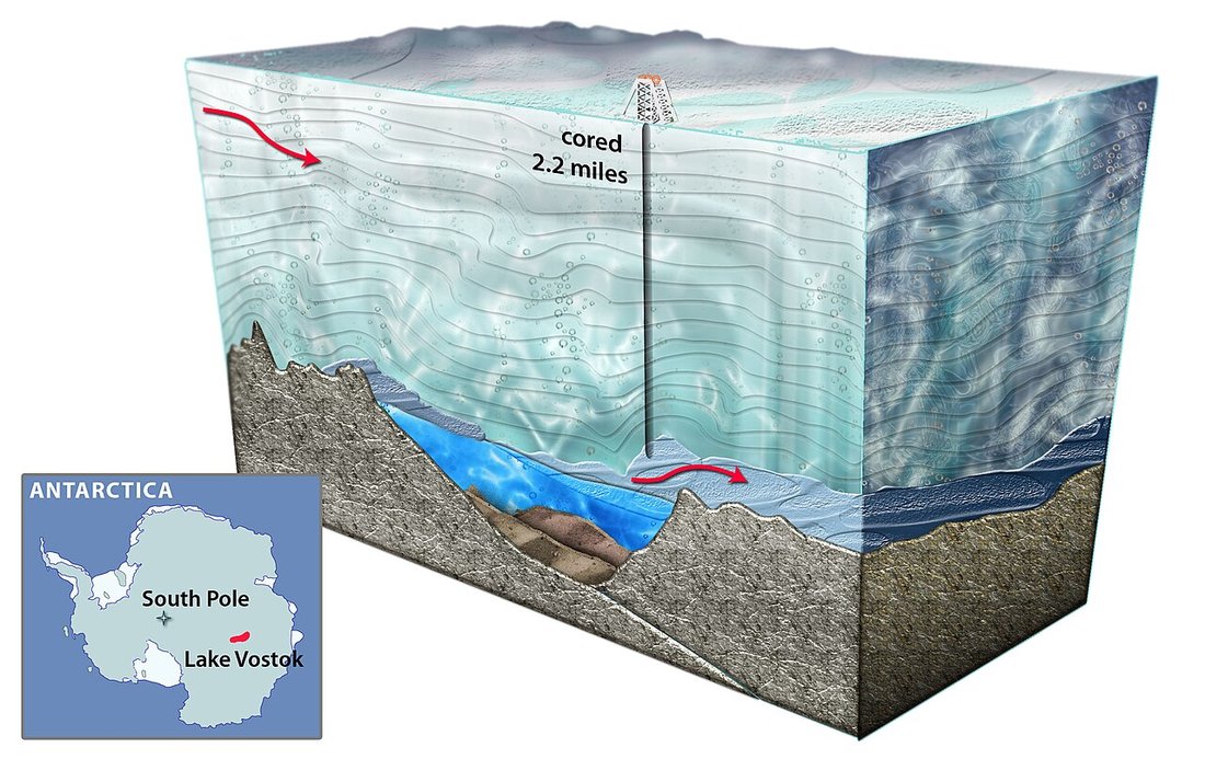 The Russian drill that reached the lake's surface on 5 February 2012.